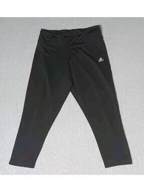 Adidas Capri Leggings Womens Size Small Black Running Jogging Athletic...